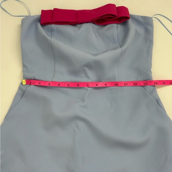Vici Strapless Blue Dress with Pink Accent Bow - Picture 12 of 13